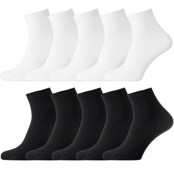 Set mit 10 Paar PREMIUM Baumwollsocken in mittlerer Länge, Unisex – ohne Zehennaht