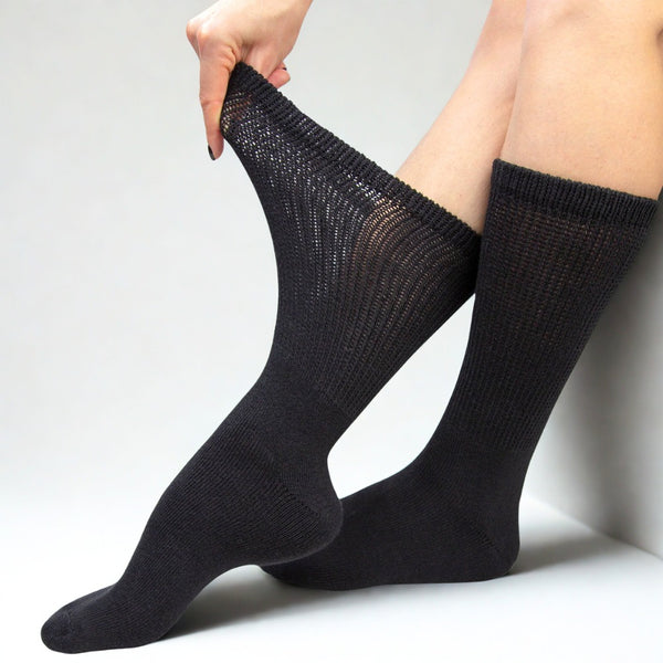 6 Paar extra weite medizinische Socken für geschwollene Füsse, Ödeme oder Diabetes – doppelte Sohle