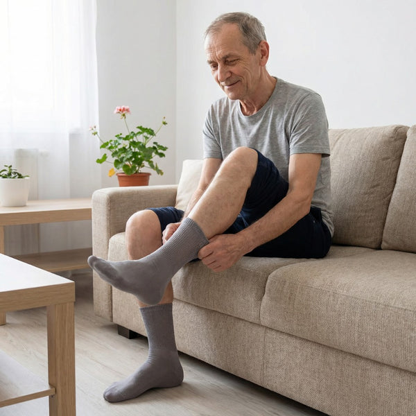 6 Paar extra weite medizinische Socken für geschwollene Füsse, Ödeme oder Diabetes – doppelte Sohle