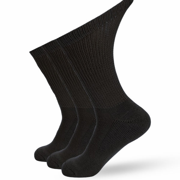 3 Paar extra weite medizinische Socken für geschwollene Füsse, Ödeme oder Diabetes – doppelte Sohle