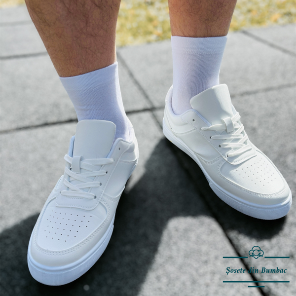 Set mit 6 Paar nahtlosen, mittellangen Socken Weiss - Unisex