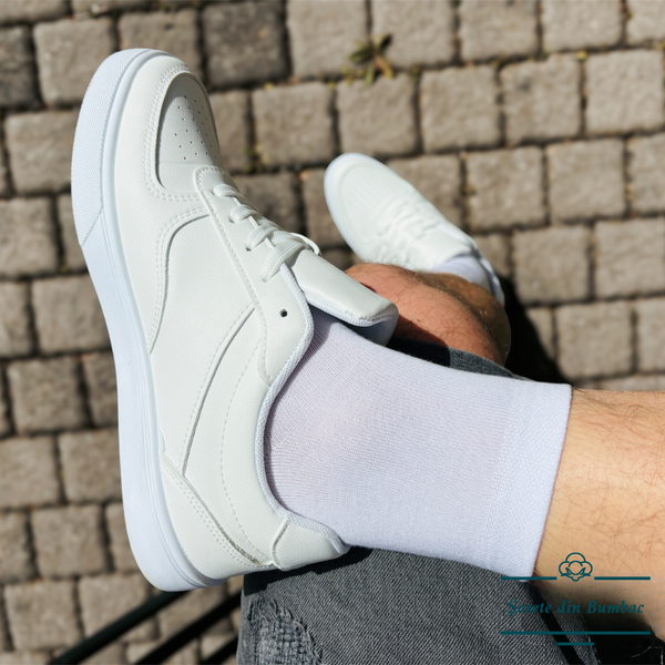 Set mit 6 Paar nahtlosen, mittellangen Socken Weiss - Unisex