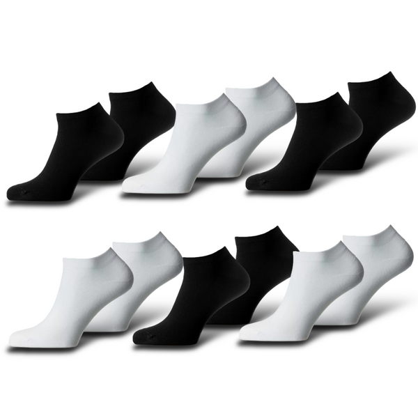 Set mit 6 Paar nahtlosen, ultrakurzen Socken Weiss (unter dem Knöchel) - Unisex