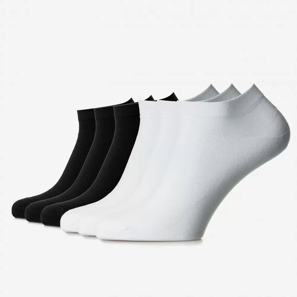 Set mit 6 Paar nahtlosen, ultrakurzen Socken Schwarz + Weiss (unter dem Knöchel) - Unisex
