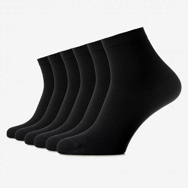 Set mit 6 Paar nahtlosen, mittellangen Socken Schwarz - Unisex