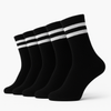 5er-Set Unisex-Socken Schwarz, TRENDY SPORT mit Streifen - ohne Zehennaht