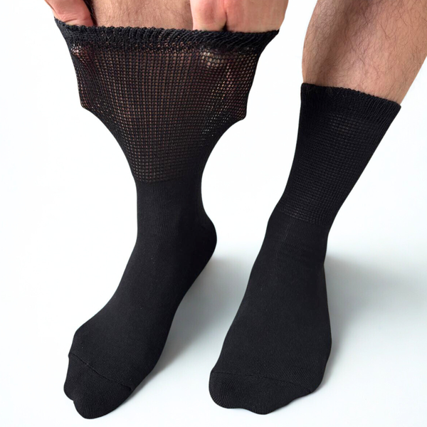 6 Paar extra weite medizinische Socken für geschwollene Füsse, Ödeme oder Diabetes – doppelte Sohle