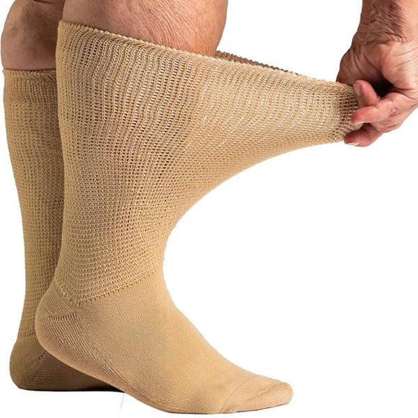 6 Paar extra weite medizinische Socken für geschwollene Füsse, Ödeme oder Diabetes – doppelte Sohle