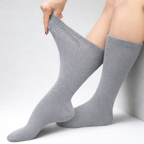 6 Paar extra weite medizinische Socken für geschwollene Füsse, Ödeme oder Diabetes – doppelte Sohle