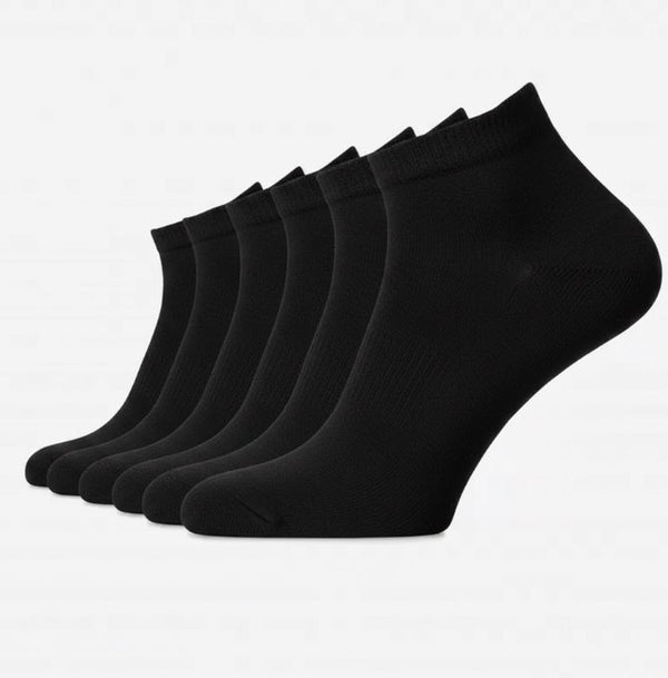 Set mit 6 Paar nahtlosen, kurzen Socken Schwarz (über dem Knöchel) - Unisex