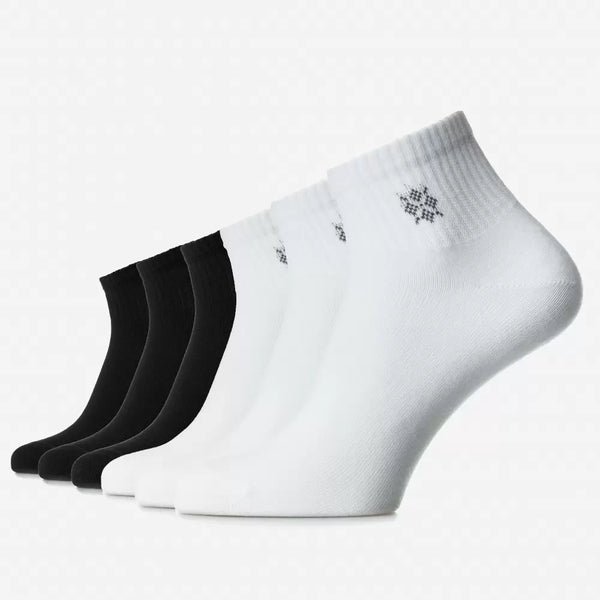 Set mit 6 Paar nahtlosen SPORTSOCKEN für Frauen - Schwarz + Weiss